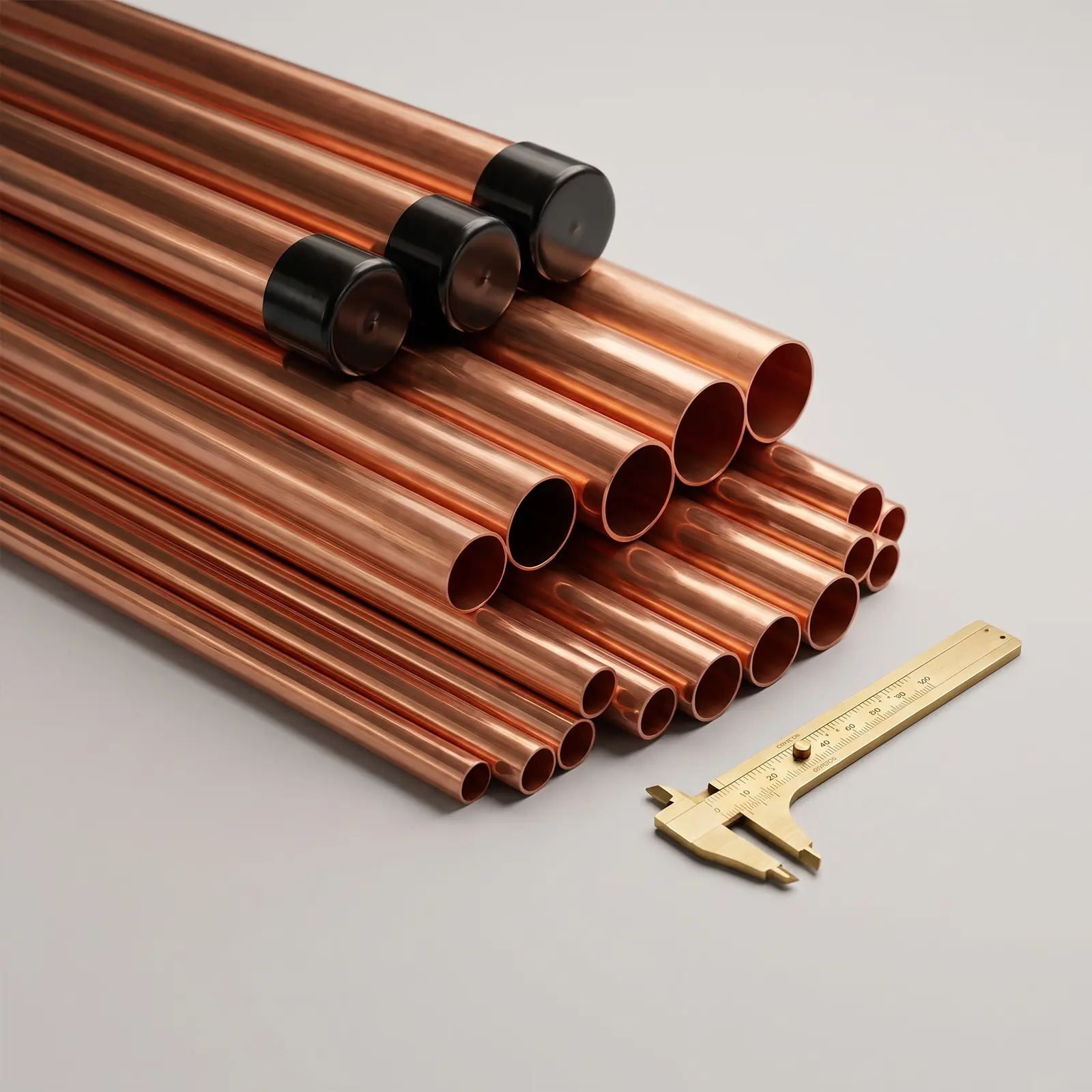 Kiểm tra độ dày chuẩn xác của ống đồng cây Hailiang bằng thước kẹp